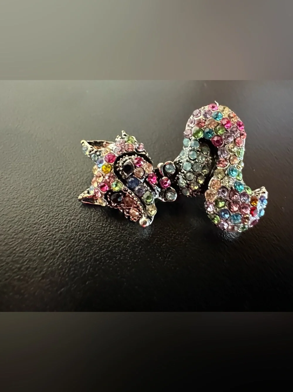 Multicolor Rhinestones Fox Brooch - Picture 3 of 6